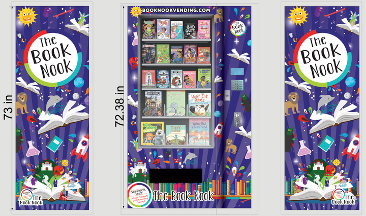 Website Launch Special - Book Nook Machine - Elementary (3 Ch/2 Pic), Book Fill (240 Books) Custom Wrap